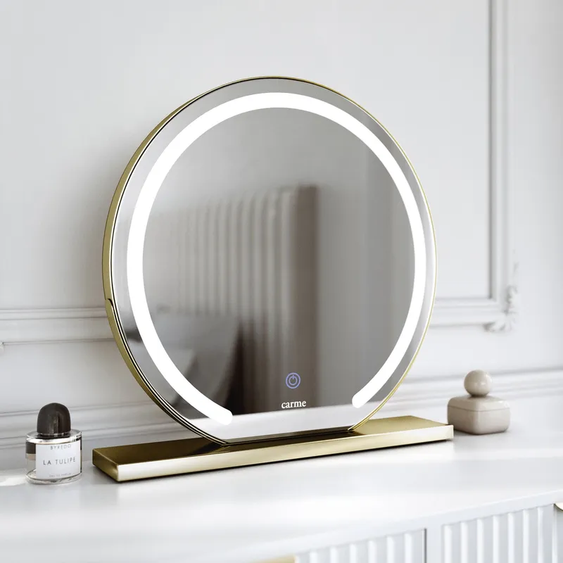 Carme Home Eden Gold Frameless Touch Sensor LED Light Mirror Gold
