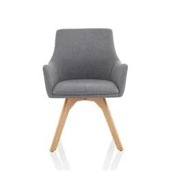 Carmen Grey Fabric Wooden Leg Chair