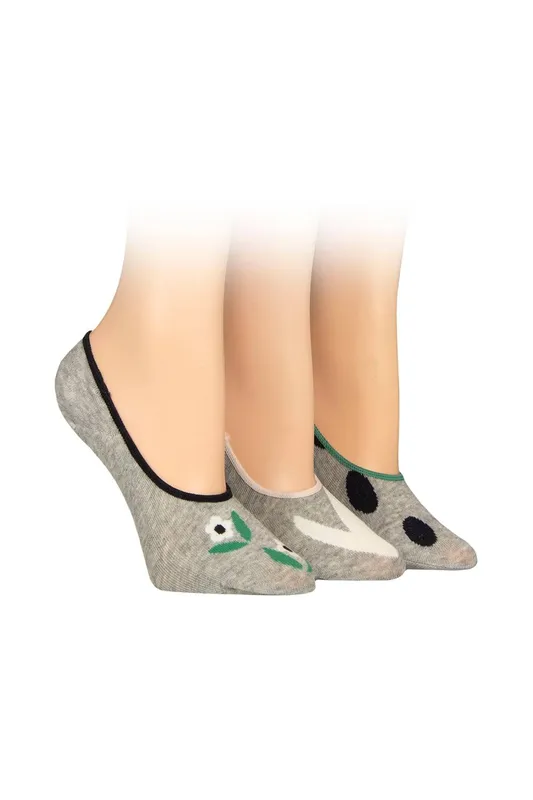 Caroline Gardner Women's 3 Pair Casual Shoe Liner Socks in Grey Size: 4-8 Grey 4-8