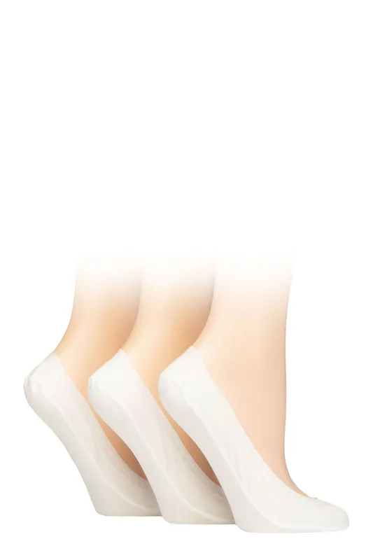Women's 3 Pair Caroline Gardner Plain Cotton No-Show Shoe Liner Socks White 4-8 - White - Size: Small