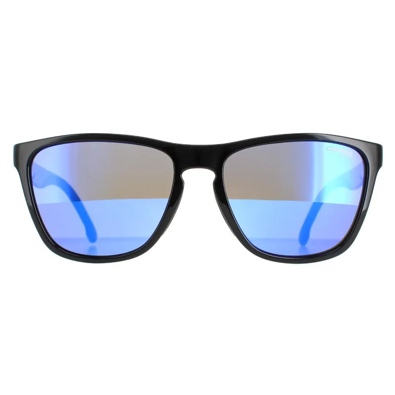 Carrera Unisex Square Black Blue Mirror 8058/S Sunglasses - Black