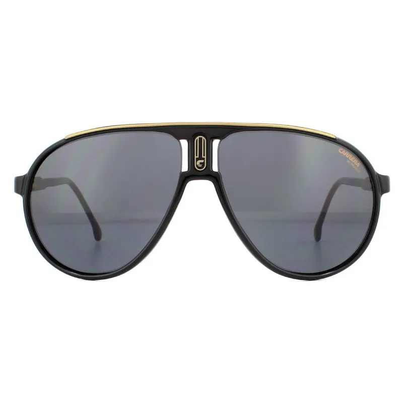 Carrera Unisex Aviator Black Grey Champion65 Sunglasses - Black