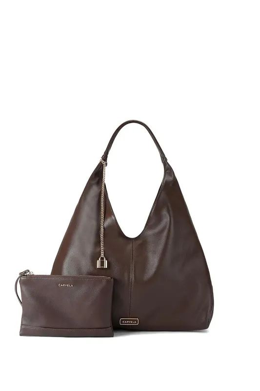 Carvela Women's 'Cassia Hobo Bag' Suedette in Dark Brown - Dark Brown