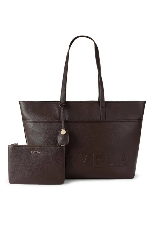Carvela Women's 'Frame Pocket Wing Tote' Bag in Dark Brown Dark Brown