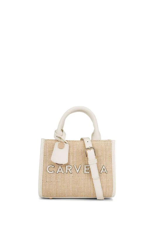 Carvela Women's 'Frame Raffia Micro' Bag in Cream Cream