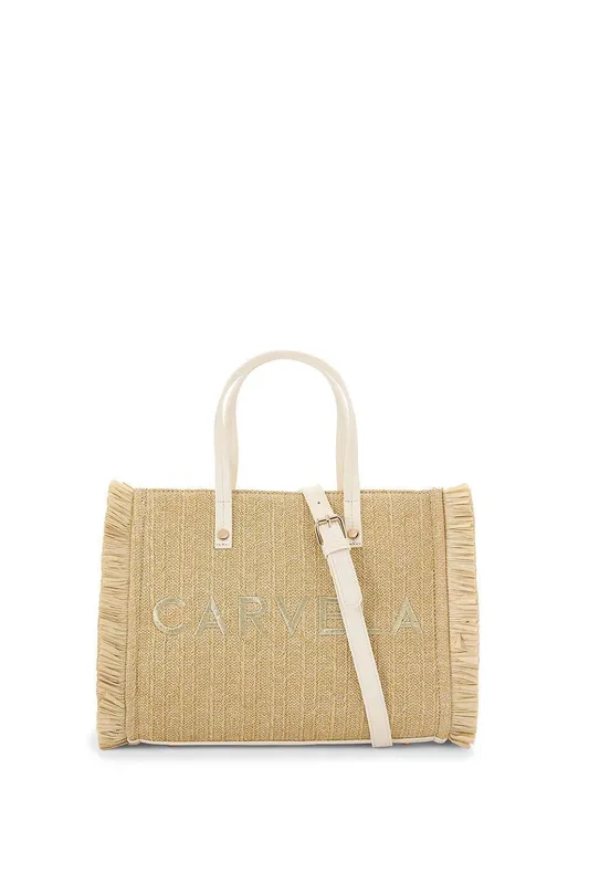 Carvela Women's 'Frame Raffia Midi' Bag in Beige Beige female