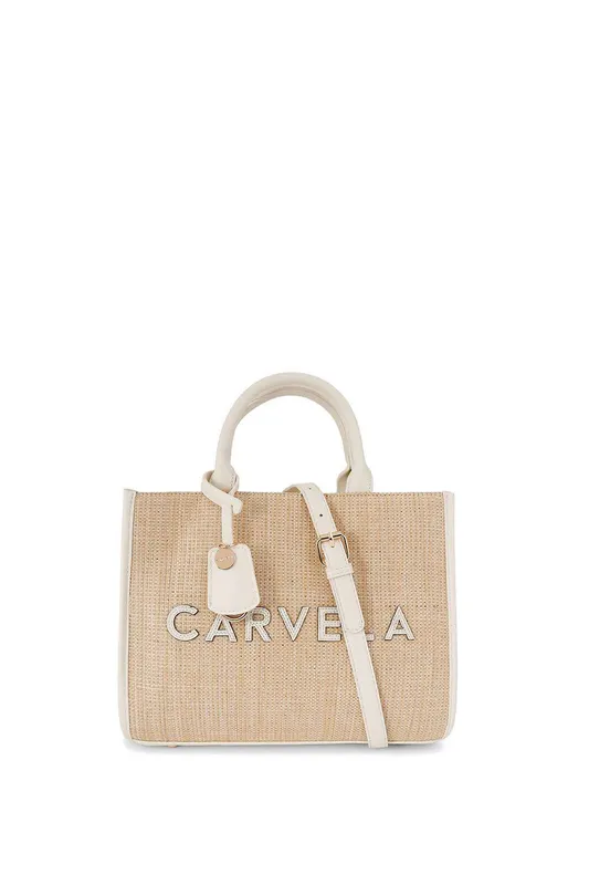 Carvela Women's 'Frame Raffia Midi' Bag in Cream - Cream