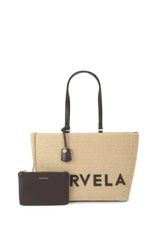 Carvela Women's 'Frame Raffia Tote' Bag in Beige Beige
