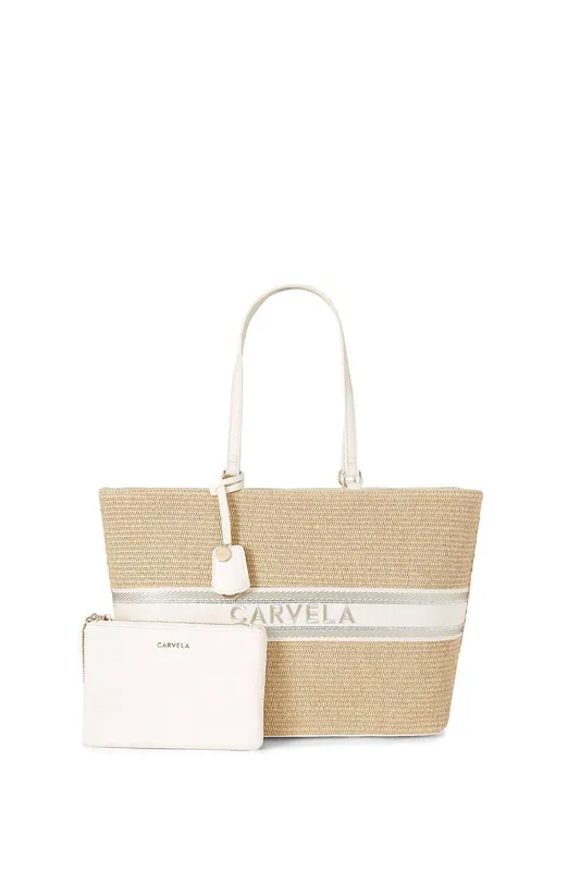 Carvela Women's 'Frame Raffia Tote' Bag in Natural Natural