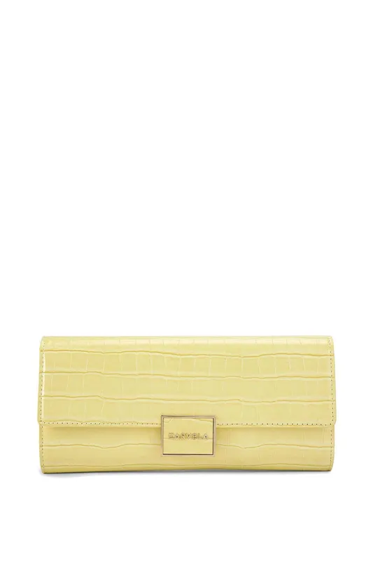 Carvela Women's 'Jessica Clutch' Croc Print Bag in Yellow Yellow female
