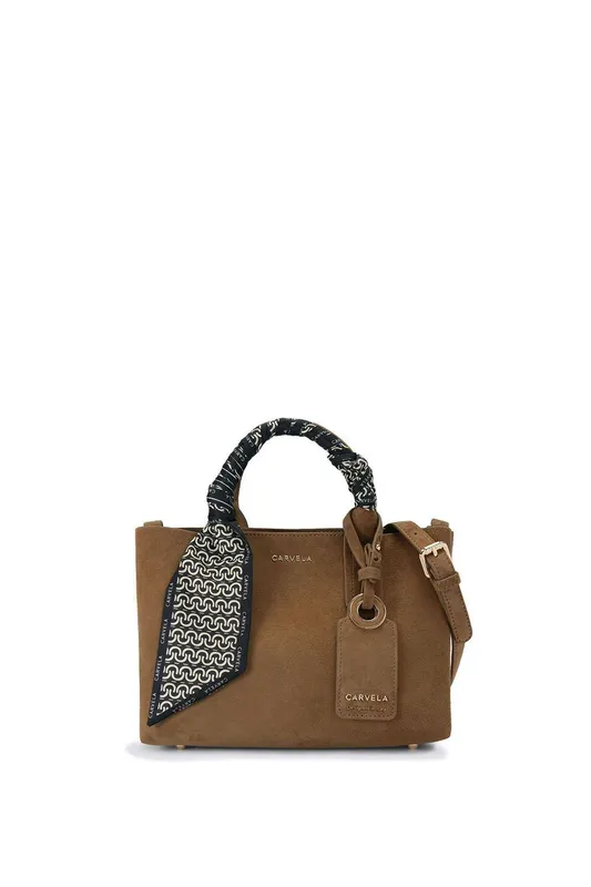 Carvela Women's 'Nina Mini Tote' Suede Bag in Tan Tan