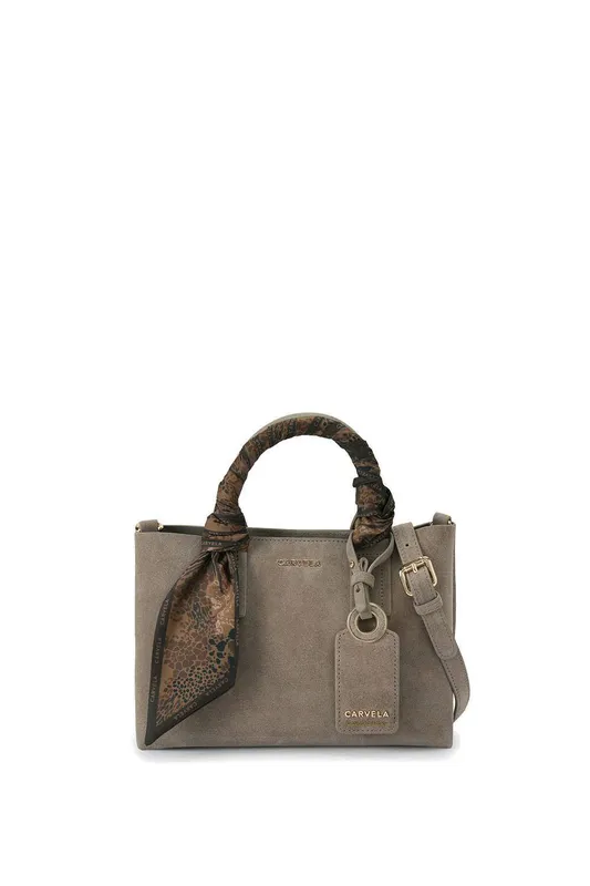 Carvela Women's 'Nina Mini Tote' Suede Bag in Taupe Taupe