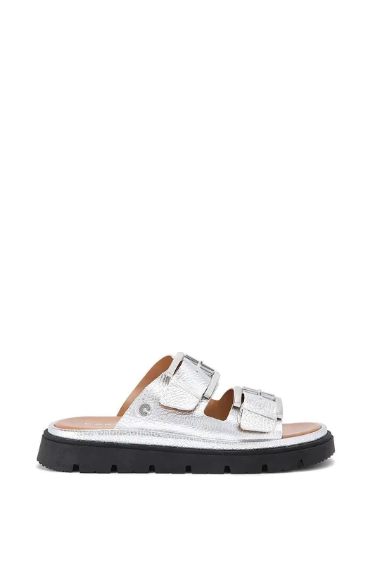 Carvela Women's 'Pavilion' Leather Sandals in Silver Size: 8 - Silver - Size: 8