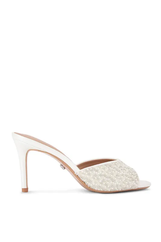 Carvela Women's 'Silvia Mule' Fabric Heels in White Size: 5 White 5