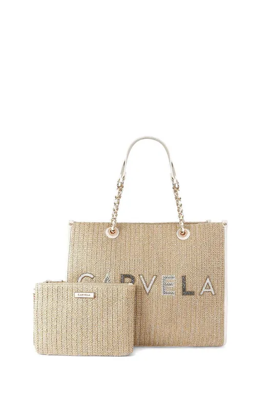 Carvela Women's 'Sorrento Bead Tote' Bag in Beige Beige