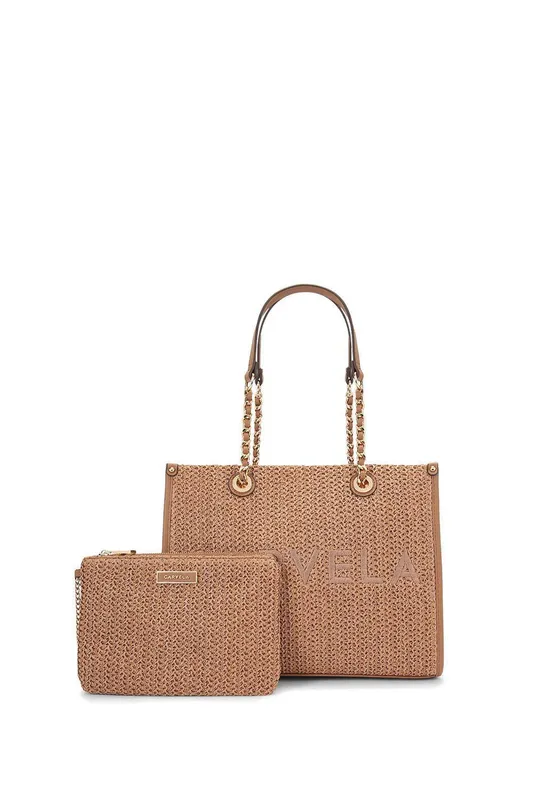 Carvela Women's 'Sorrento Midi Raffia' Bag in Tan - Tan