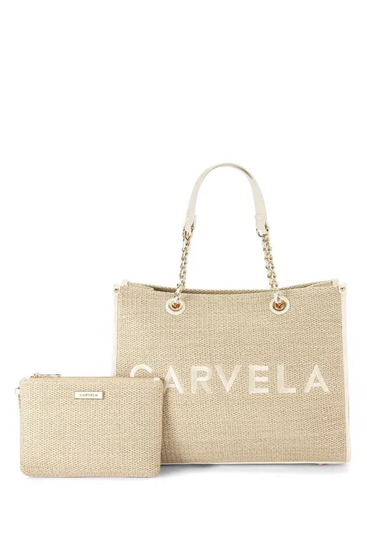 Carvela Women's 'Sorrento Raffia Tote' Bag in Beige - Beige