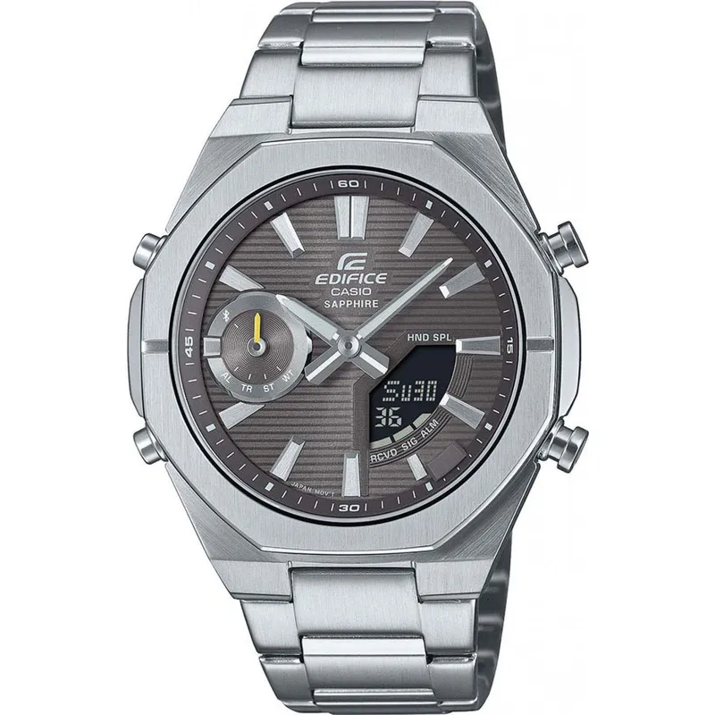 Casio Mens Edifice Grey Dial Dual Display Watch Ecb-S10D-8AEF