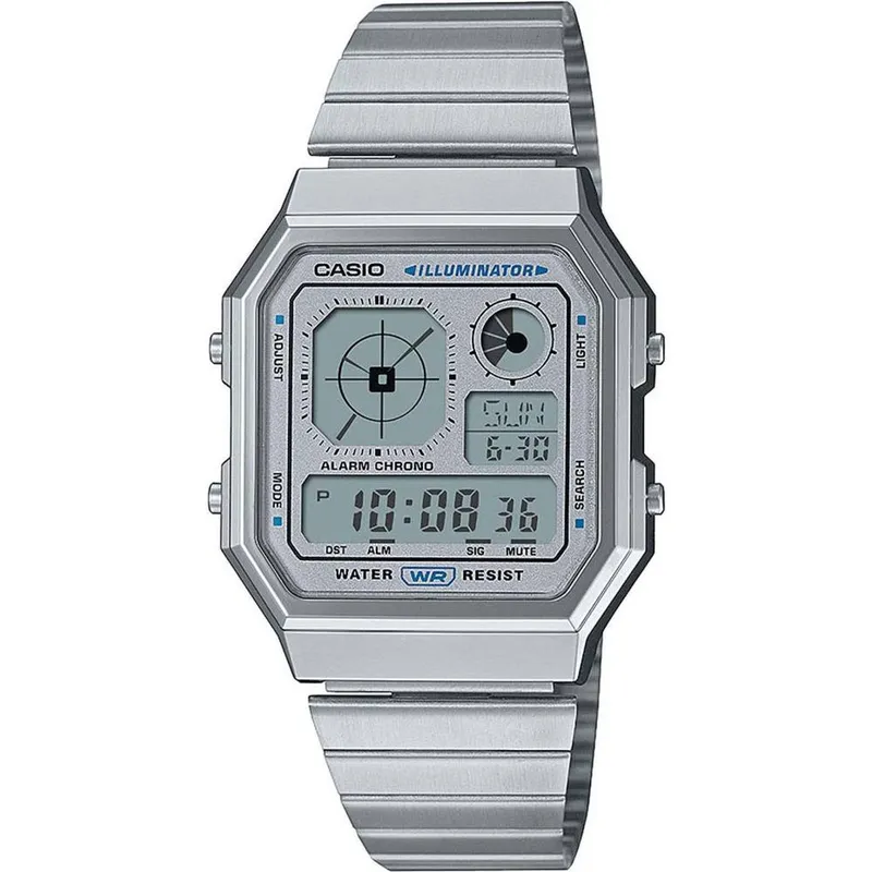 Casio Unisex A130WE-7AEF Collection 34mm Quartz Watch in Silver - Silver - Size: One Size