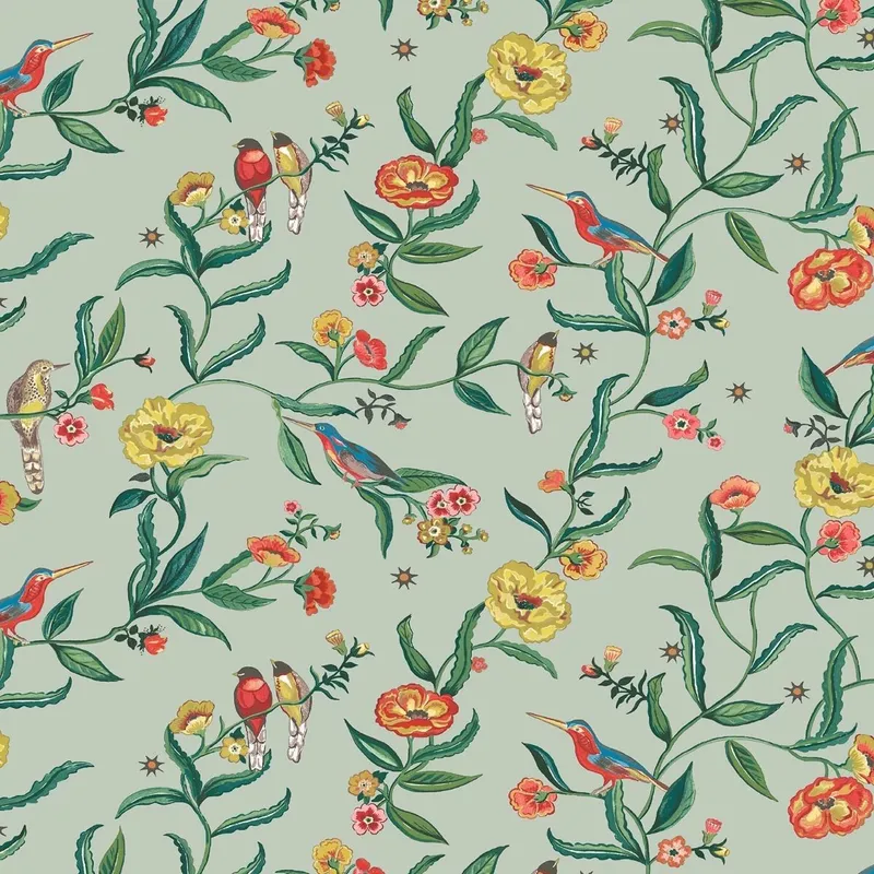 Cath Kidston Birds Wallpaper in Dark Grey Dark Grey