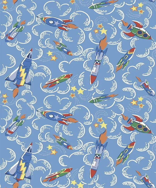 Cath Kidston Unisex Rockets Wallpaper Rolls in Blue Blue One Size female