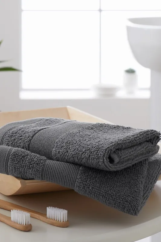 Catherine Lansfield 'Anti Bacterial' Cotton Towels in Charcoal Charcoal