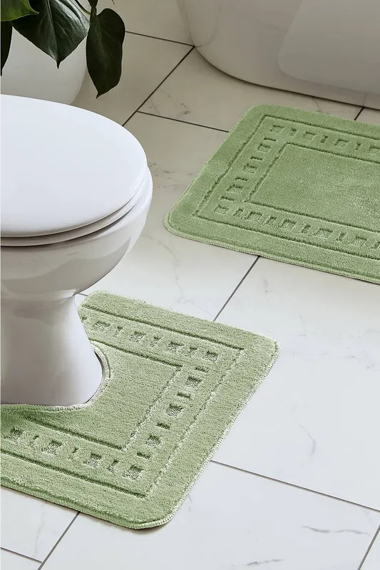 Catherine Lansfield 'Armoni' Bath Mat & Ped Set in Green - Green