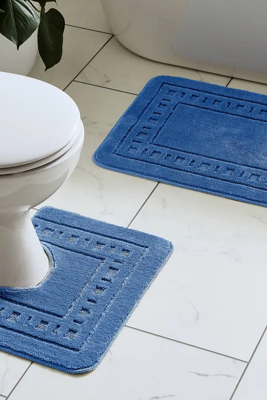 Catherine Lansfield 'Armoni' Bath Mat & Ped Set in Navy - Navy