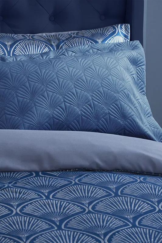 Catherine Lansfield 'Art Deco Pearl' Pillowsham Pair in Navy - Navy