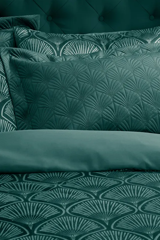 Catherine Lansfield 'Art Deco Pearl' Pillowsham Pair in Teal Teal