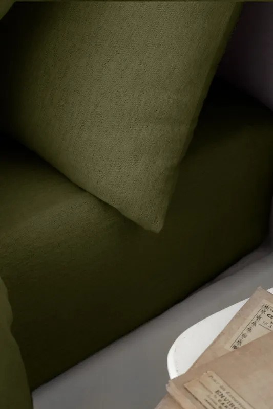 Catherine Lansfield 'Brushed Cotton' Fitted Sheet in Green Size: Single Fitted - Green