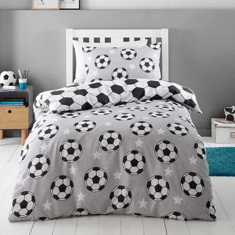 Catherine Lansfield - Childrens Brushed Football Stars Junior Duvet Set Grey