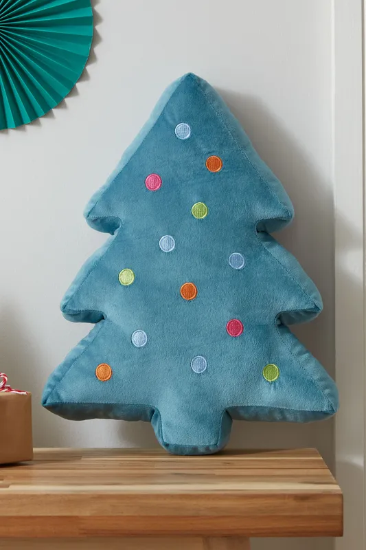 Catherine Lansfield 'Christmas Tree' 3D Shaped Cushion in Green - Green - Size: One Size