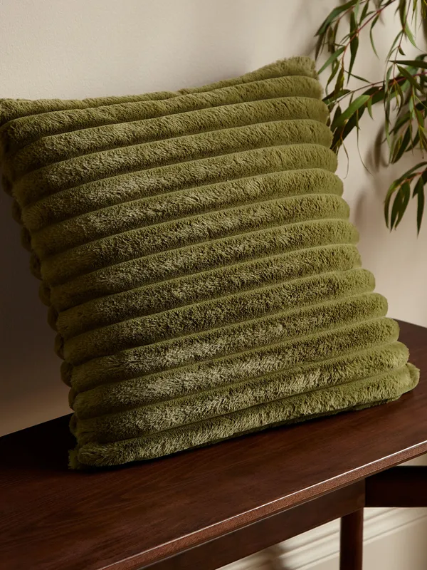 Catherine Lansfield 'Cosy Ribbed' Cushion in Olive Size: 45 cm x 45 cm Olive 45 cm x 45 cm