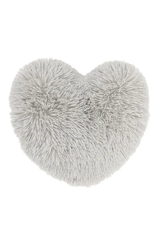 Catherine Lansfield 'Cuddly' Faux Fur Heart Cushion in Light Grey - Light Grey