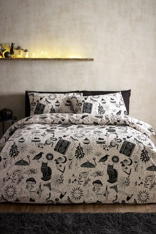 Catherine Lansfield 'Enchanted Witchcraft' Reversible Duvet Cover Set in Black Size: King Black King