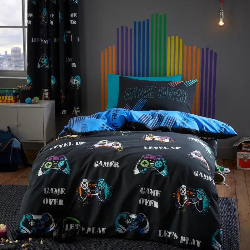 Catherine Lansfield Game Over Duvet Cover Bedding Set Black