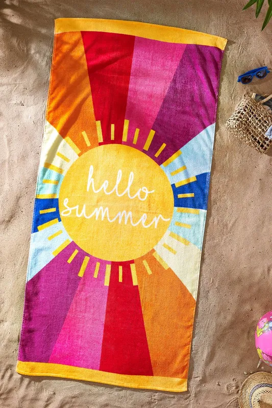 Catherine Lansfield 'Hello Summer' Cotton Beach Towel Multicolor