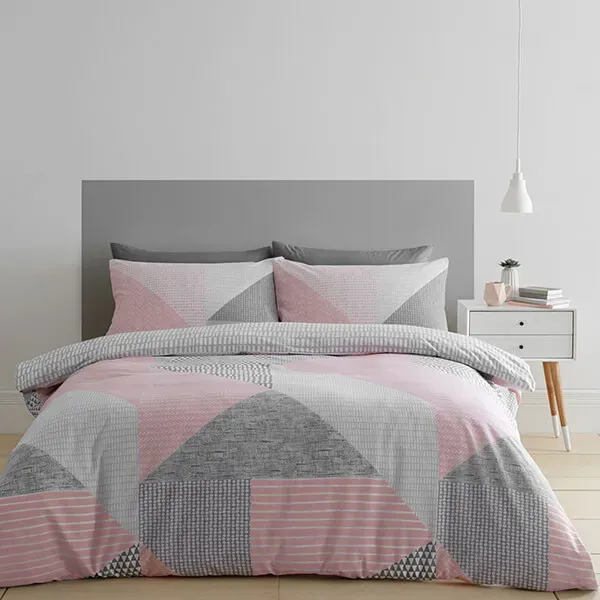 Catherine Lansfield Larsson Geo Double Duvet Set Pink
