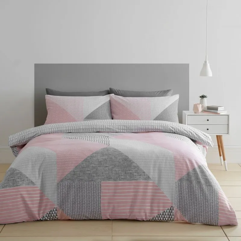 Catherine Lansfield Larsson Geo King Duvet Set Pink