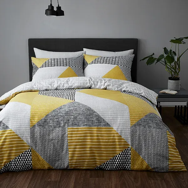 Catherine Lansfield Larsson Geo King Duvet Set Ochre