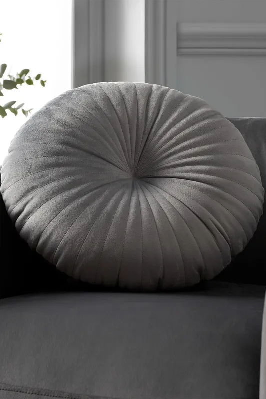 Catherine Lansfield 'Round' Cushion in Grey Size: 40cm x 40cm - Grey