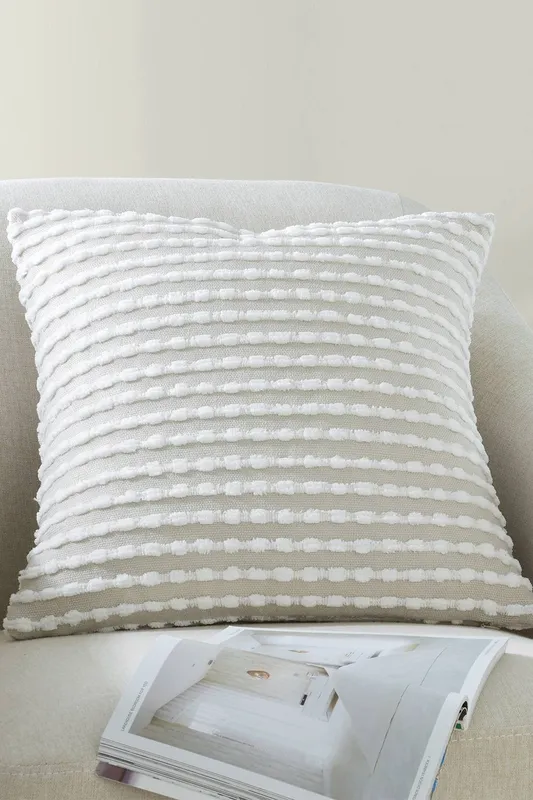 Catherine Lansfield 'Stab Stitch' Cushion in Natural Size: 43 cm x 43 cm Natural 43 cm x 43 cm