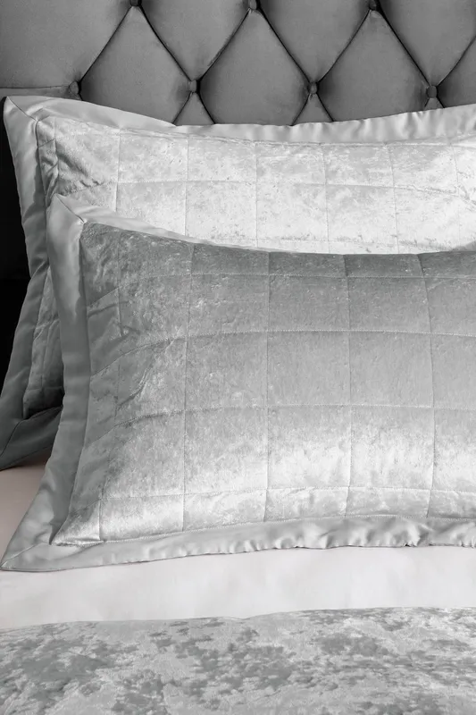 Catherine Lansfield 'Crushed Velvet' Pillowsham Pair in Silver - Silver