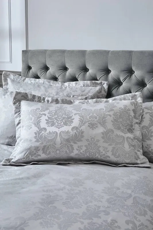 Catherine Lansfield 'Damask Jacquard' Pillowsham Pair in Silver - Silver