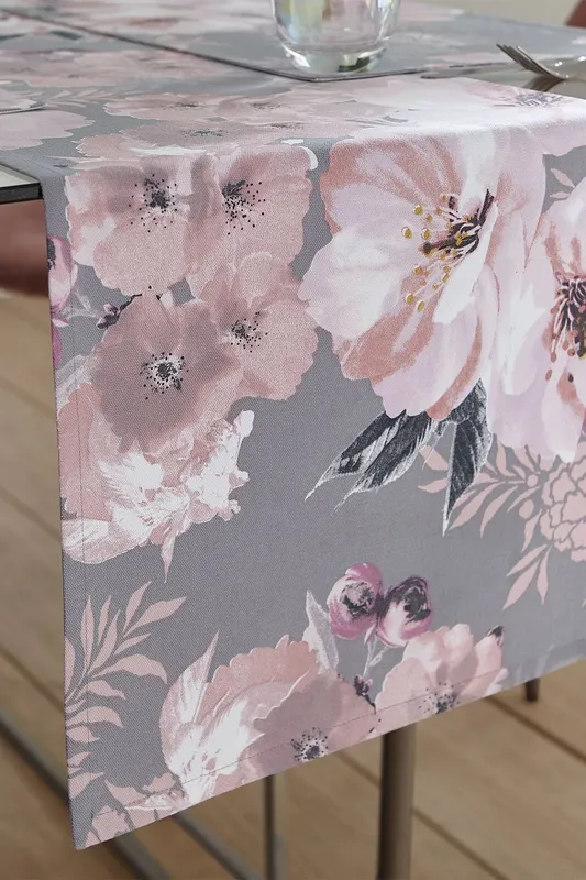Catherine Lansfield 'Dramatic Floral' 33cm x 180cm Table Runner in Grey - Grey