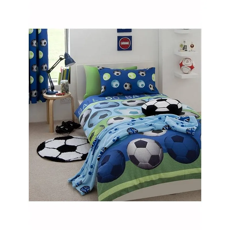 Catherine Lansfield Football Duvet Cover Set in Baby Blue Size: Single - Baby Blue