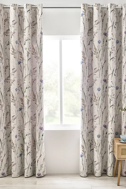 Catherine Lansfield Grasmere Floral Ready Made Eyelet Curtains 66'' x 90'' Lilac