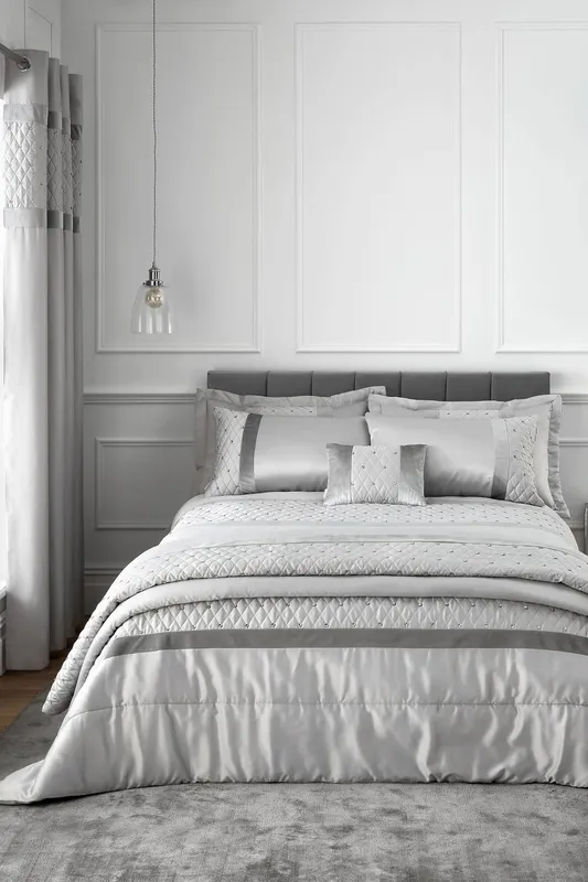 Catherine Lansfield Sequin Cluster 240x260cm Bedspread Silver