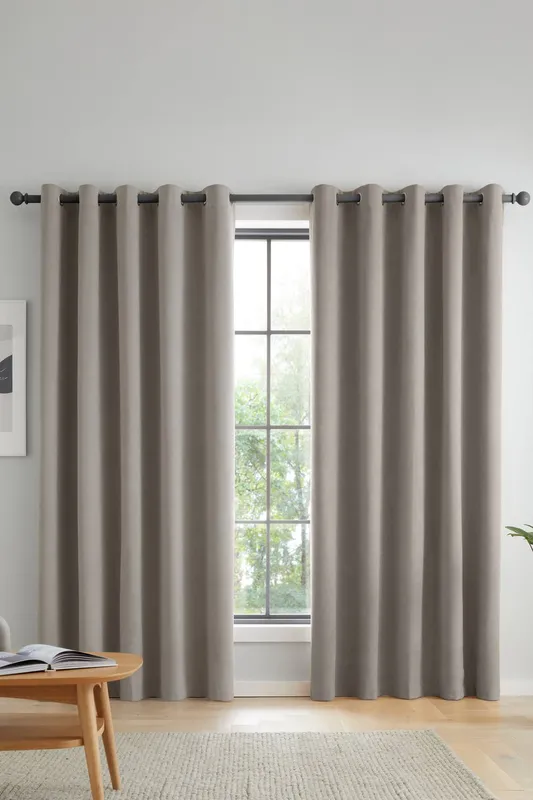 Catherine Lansfield Wilson Velvet Thermal Ready Made Eyelet Blackout Curtains Grey